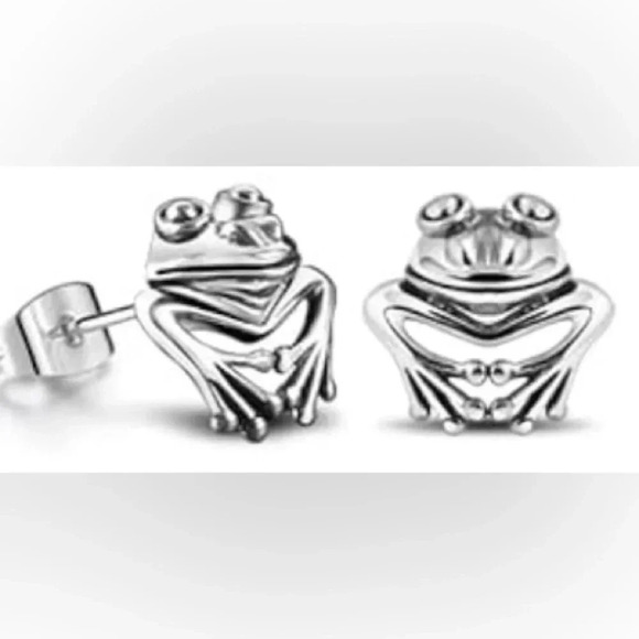 Mini Frog Stainless Steel Stud Earrings - Picture 2 of 2